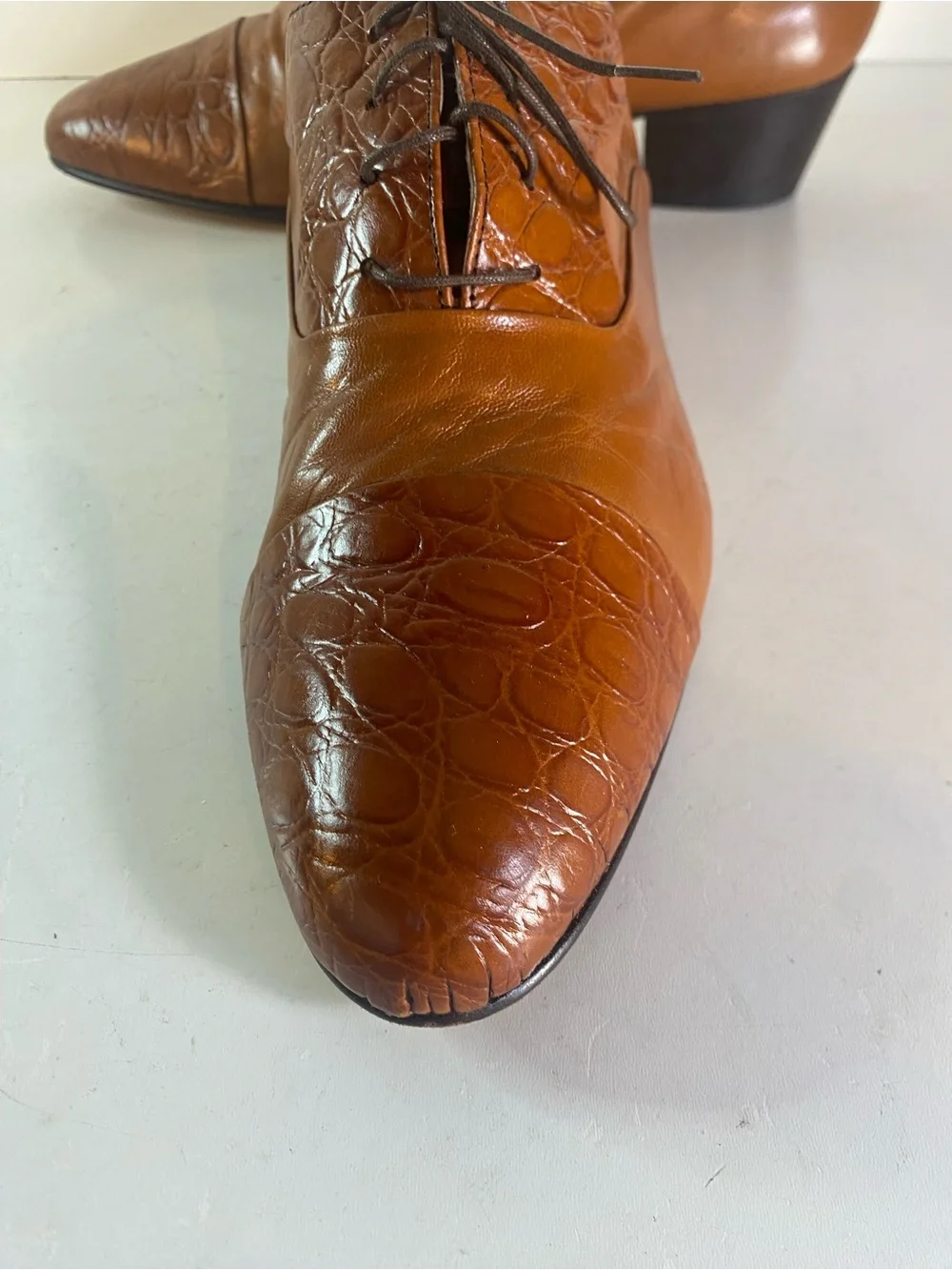Vintage Carlo Morandi Genuine Eel Skin Lace Up Dress Shoes Italy Size 10.5